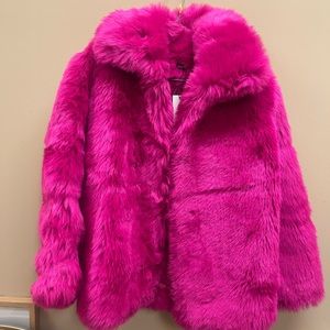 Bright Pink Boohoo Fur Coat